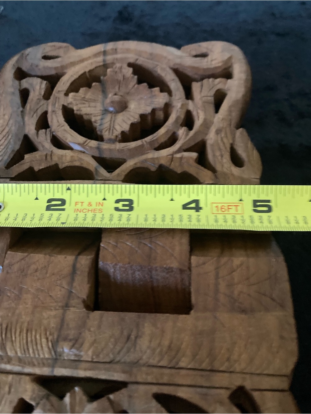 India Hand-Carved Wooden Folding Book Stand - Brown -Vintage - Picture 5 of 6